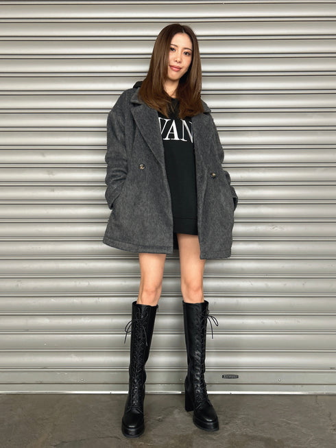 シャギーダブルミドル丈コート